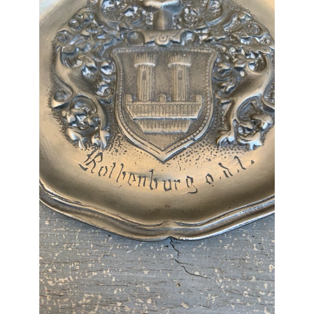 Mid 20th Century Vintage German Coat of Arms Heraldry Pewter Wall Plate For Sale - Image 5 of 6