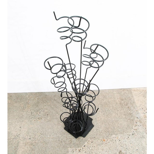 1960s Mid Century Modern Wine Rack Arthur Umanoff Iron Free Standing Sculptural Spiral For Sale - Image 5 of 11