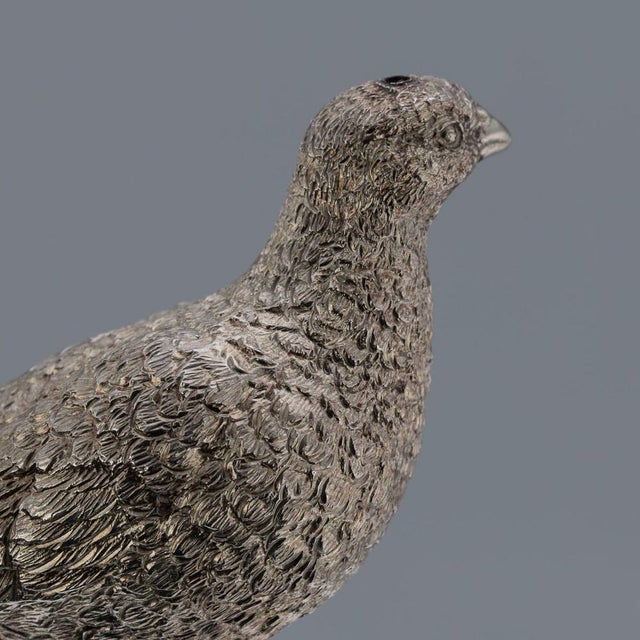 Vintage English Silver Pheasant Salt and Pepper Shakers from Asprey, 1970, Set of 2 For Sale - Image 16 of 18