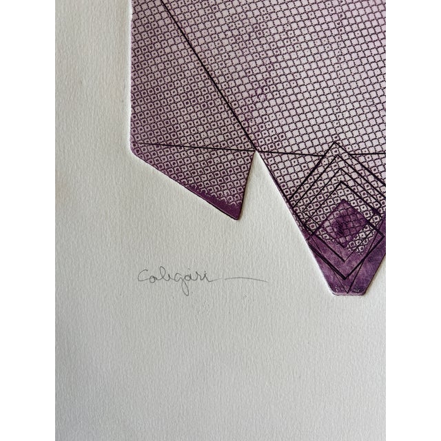 Large Midcentury Modern Abstract Etching Art Print Signed Annette Robyns For Sale - Image 4 of 4
