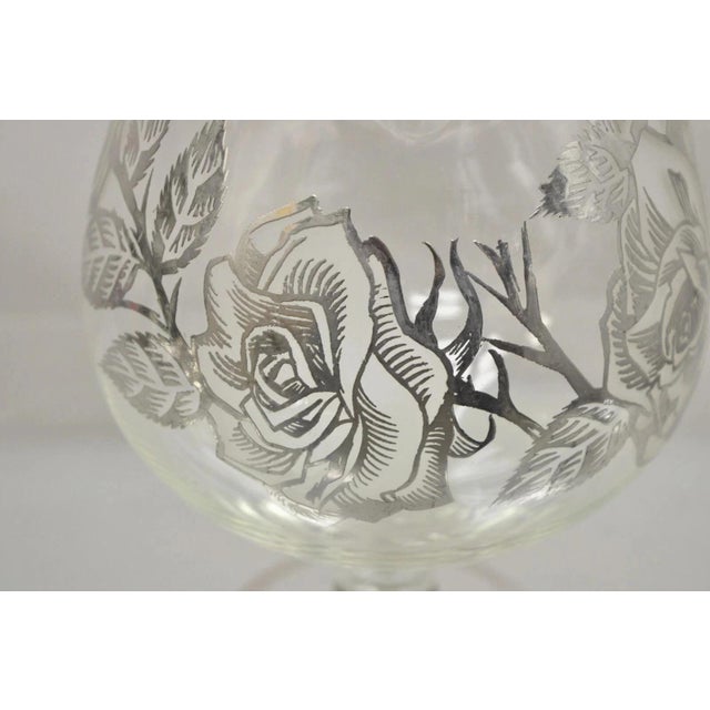 Early 20th Century Vintage Art Nouveau Floral Sterling Silver Overlay Glass Footed Water Pitcher For Sale - Image 5 of 12