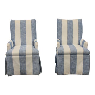Barclay Butera Skirted Upholstered Arm Chair Dining Chair - Set of 2 For Sale
