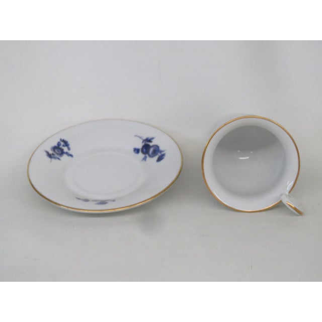 White Richard Ginori Italy White Blue Floral Porcelain Coffee Cup and Saucer 4694b For Sale - Image 8 of 15
