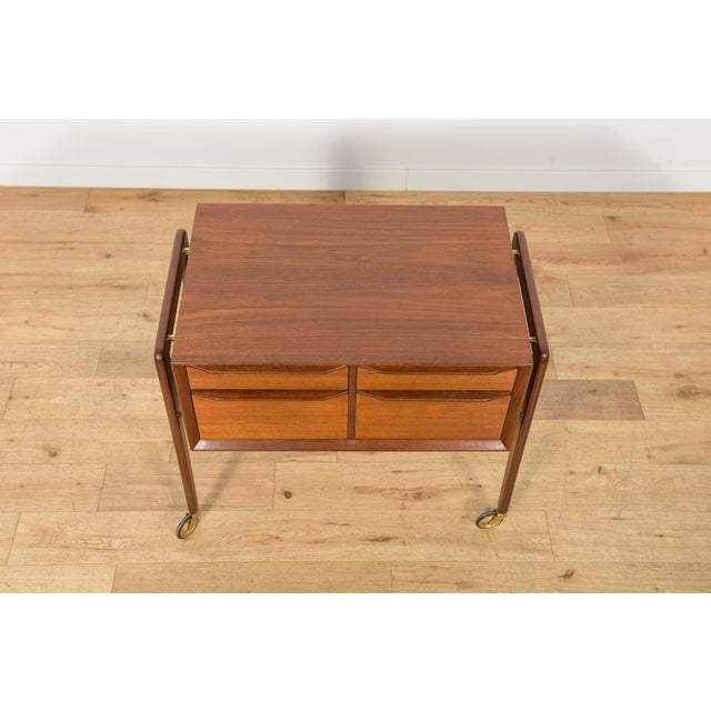 Brown Mid-Century Modern Teak Serving Trolley on Castors, Denmark, 1960s For Sale - Image 8 of 18