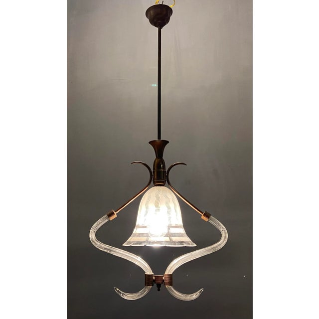 Italian Art Deco Murano Glass Pendant Lamp For Sale - Image 6 of 9