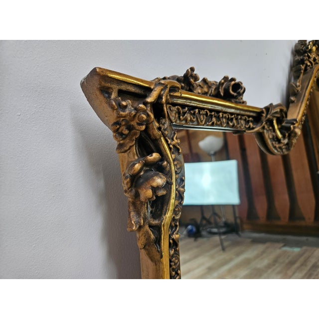 Mid-Century Modern Vintage Mirror in Lacquered and Carved Wood, 1960 For Sale - Image 3 of 12
