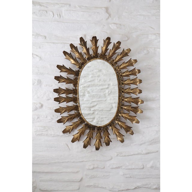 Vintage Spanish Oval Sunburst Mirror, 1960 For Sale - Image 11 of 11