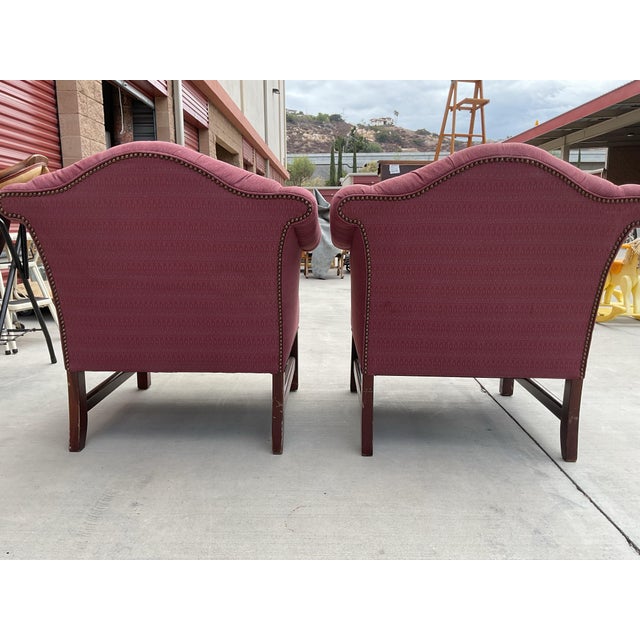 Pair of Vintage St. Timothy Tufted English Traditional Lounge Chairs – Hickory, Nc For Sale In San Diego - Image 6 of 16