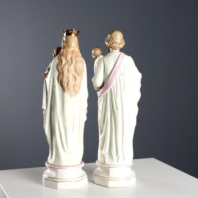 Biscuit Porcelain Sculptures with Gold Details, Set of 2 For Sale - Image 10 of 15