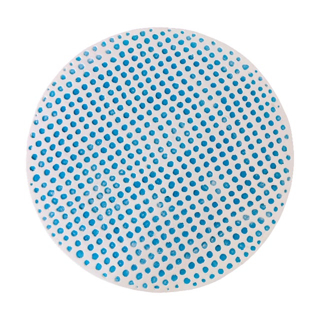 Late 20th Century Aqua Dots Drum Table For Sale - Image 5 of 6