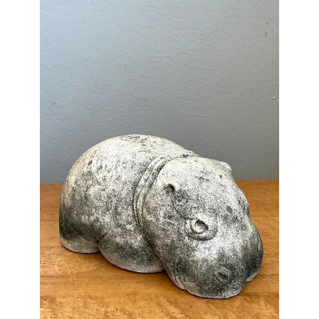 Vintage Cast Cement Hippo For Sale In West Palm - Image 6 of 16