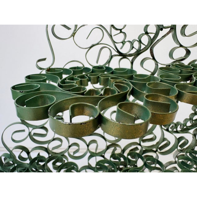 Green Vintage Green Scrollwork Metal Tiered Display Stand For Sale - Image 8 of 9