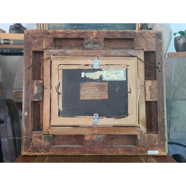 Antique 19th Century Oil Painting Rustic Cottage Interior Husband Wife & Dog For Sale - Image 12 of 12