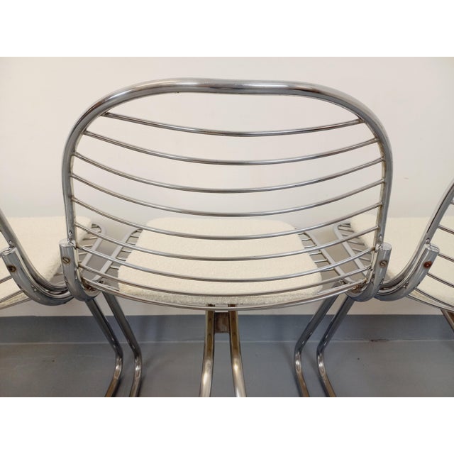 Vintage Italian Chairs in Chrome Metal and Looped Fabric Pad by Gastone Rinaldi, 1970s, Set of 4 For Sale - Image 17 of 18