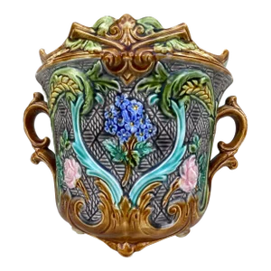 19th Century French Majolica Flowers Jardiniere Onnaing