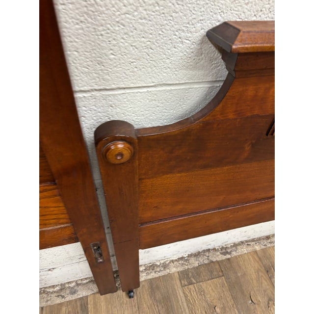 Brown Vintage Twin Size Victorian Eastlake Carved Headboard and Footboard For Sale - Image 8 of 15