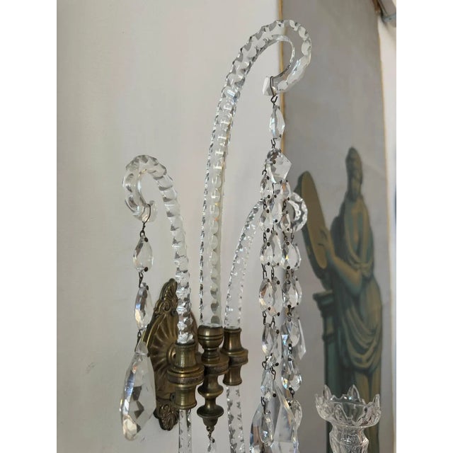 Set of Four Georgian Finely Cut Crystal Wall Sconces For Sale - Image 4 of 12