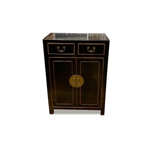 Black Lacquer Storage Cabinet is made out of elm wood. It has 2 Drawers, 2 doors, and 1 removable shelf. It has a lot of...