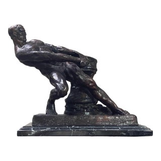 Henri Bargas - Art Deco Realist Bronze Figurative Sculpture, Signed (Ca. 1930) For Sale