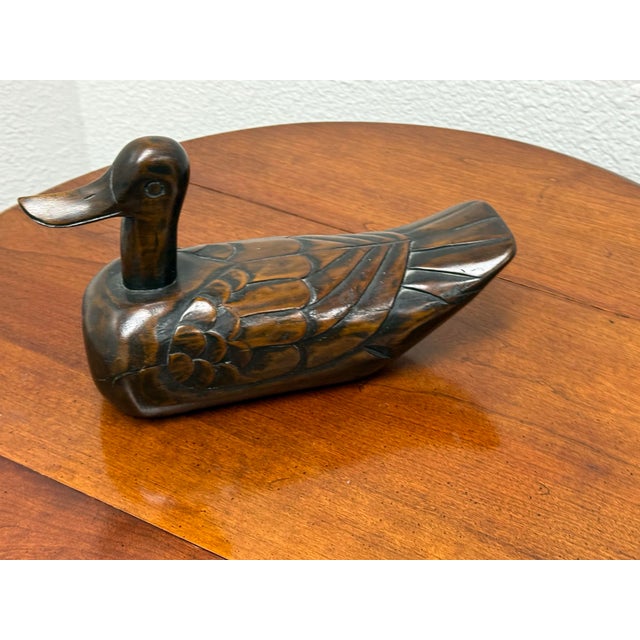 Early 21st Century Folk Art Hand Carved Wooden Duck For Sale - Image 5 of 12