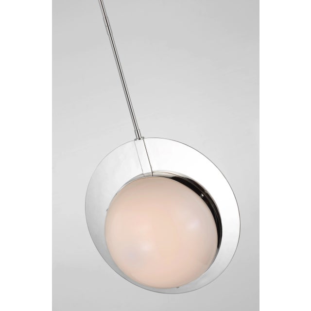 Visual Comfort Thomas O'Brien for Visual Comfort Signature Quando Large Globe Pendant in Polished Nickel with White Glass For Sale - Image 4 of 4
