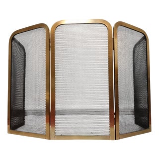 Folding Brass Fireplace Screen, 1950s-1960s For Sale