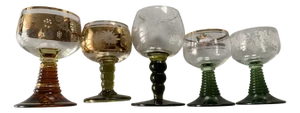 Vintage Engraved Glasses, 1950s, Set of 5