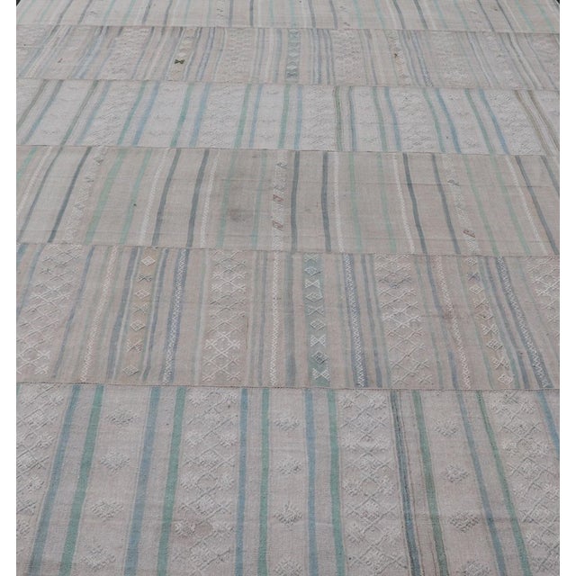 Measures: 10'4 x 16'8 Large Vintage Neutral Paneled Kilim Flat-Weave in Neutral Muted Tones. Keivan Woven Arts /rug /...