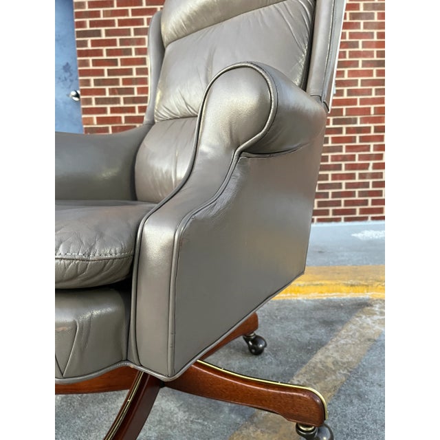 Traditional Wingback Executive Chair From Leathercraft For Sale - Image 10 of 13