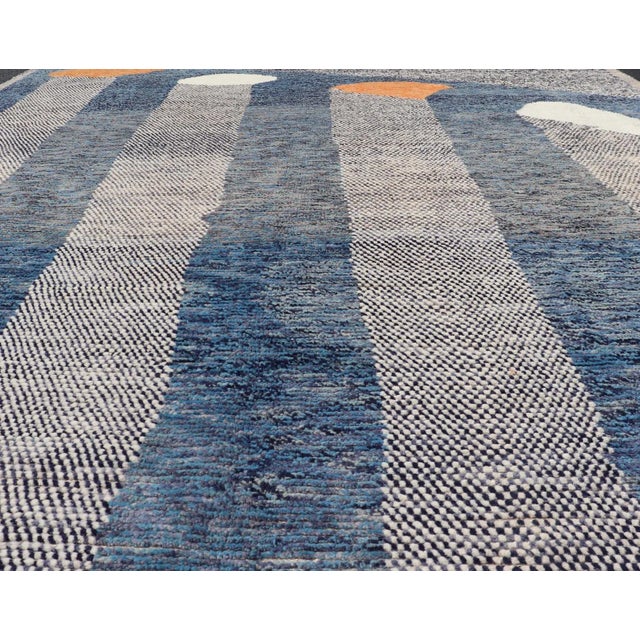 Modern Casual Hand Knotted Piled Rug in Blue's With Abstract Modern Design. rug MSE-105, Keivan Woven Arts country of...