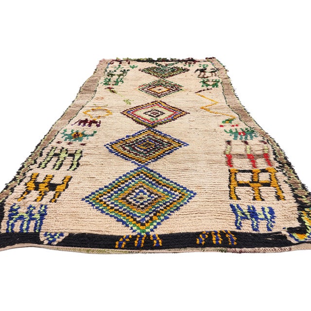 Tribal Vintage Azilal Moroccan Rug, 03'09 X 09'04 For Sale - Image 3 of 10
