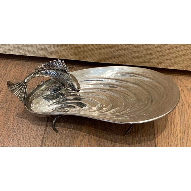 Vintage Metal Serving Plate For Sale - Image 10 of 10