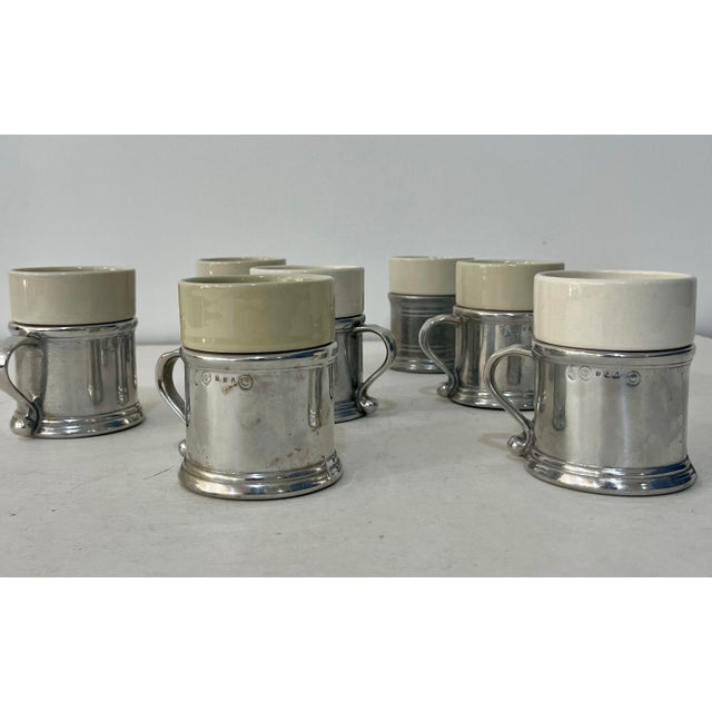 Vintage Wilton Pewter Finish Cups With Ceramic Inserts- 14 Pieces Set of (7) Wilton Armetale Colonial Tavern Cups with...