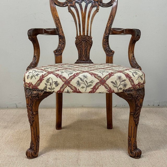 19th Century English Chippendale Style Carved Walnut Armchair For Sale - Image 12 of 18