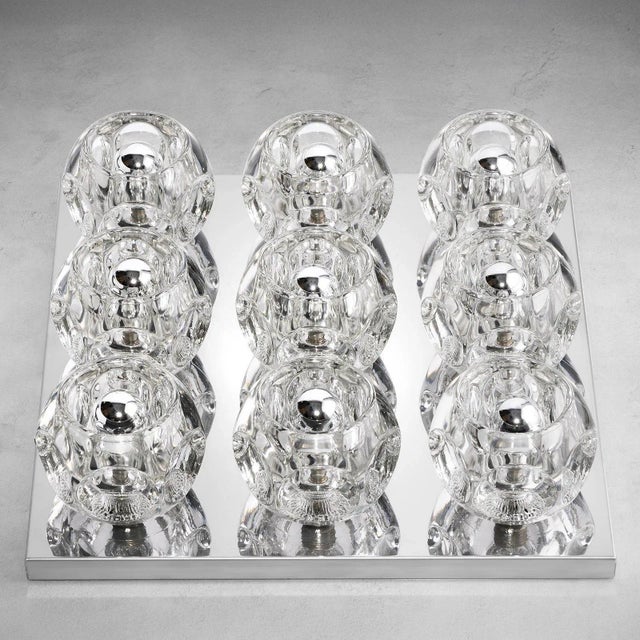 Faceted Glass & Chrome Ceiling or Wall Light by Peill & Putzler, Germany, 1970s For Sale - Image 3 of 10