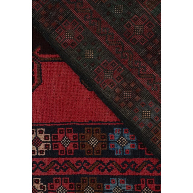 Textile Rug & Kilim’s Baluch Tribal Runner Rug With Red and Navy Blue Diamond Medallions For Sale - Image 7 of 8