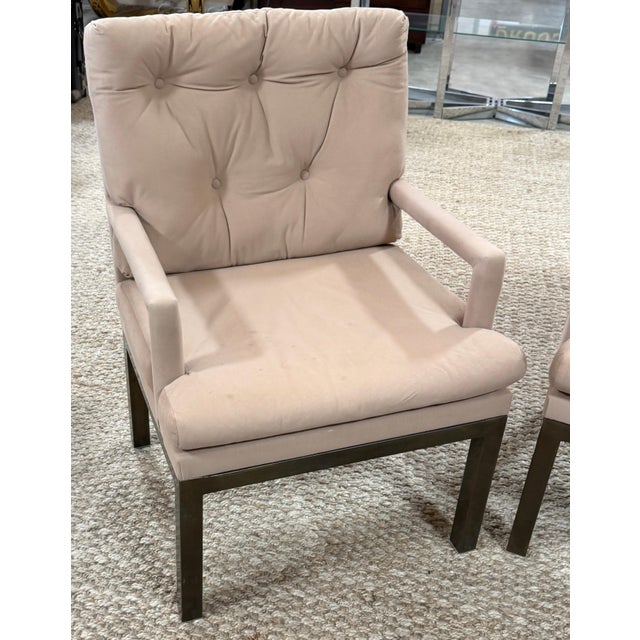 Modern Pair Mastercraft Bronze Parsons Club Chairs, Spain, 1970s For Sale - Image 3 of 14