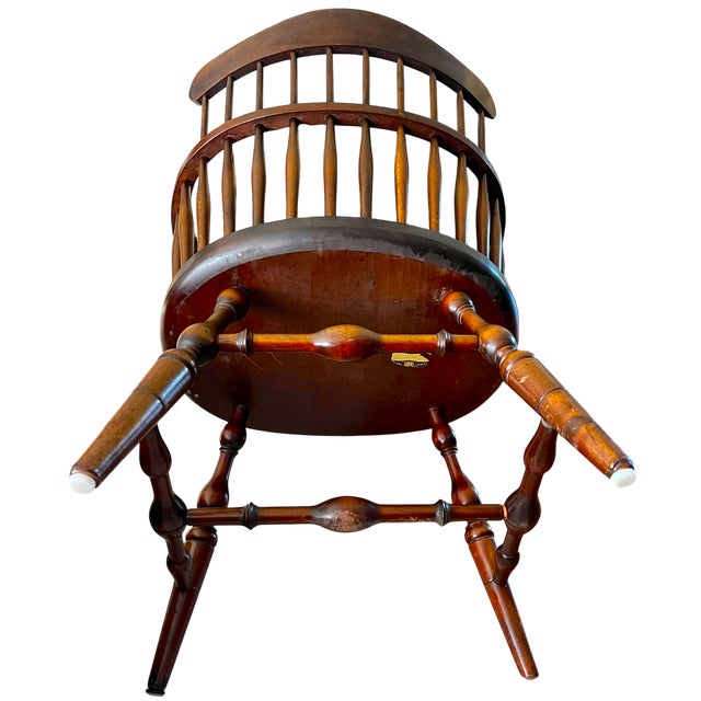 Set of 6 Vintage Bent Brothers Solid Maple Sack-Back Windsor Captain's Dining Chairs, Circa 1940s For Sale - Image 10 of 17