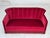 1960s, Danish 2-seater sofa. Original red furniture velour, ash wood legs, brass springs in the seat. Original good...