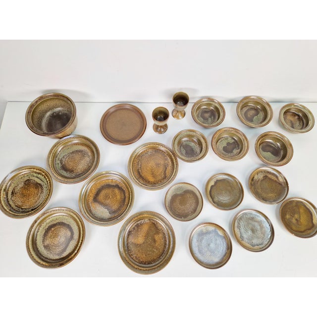 Vintage Arts and Craft Pottery Tableware Set by Gert De Rijk, 1976, Set of 22 For Sale - Image 9 of 17