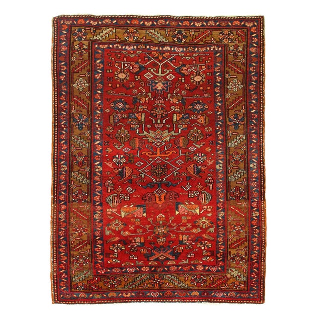 Red Color Fine Hand Knotted Antique n.w 4'8'' X 6'4'' For Sale - Image 4 of 5