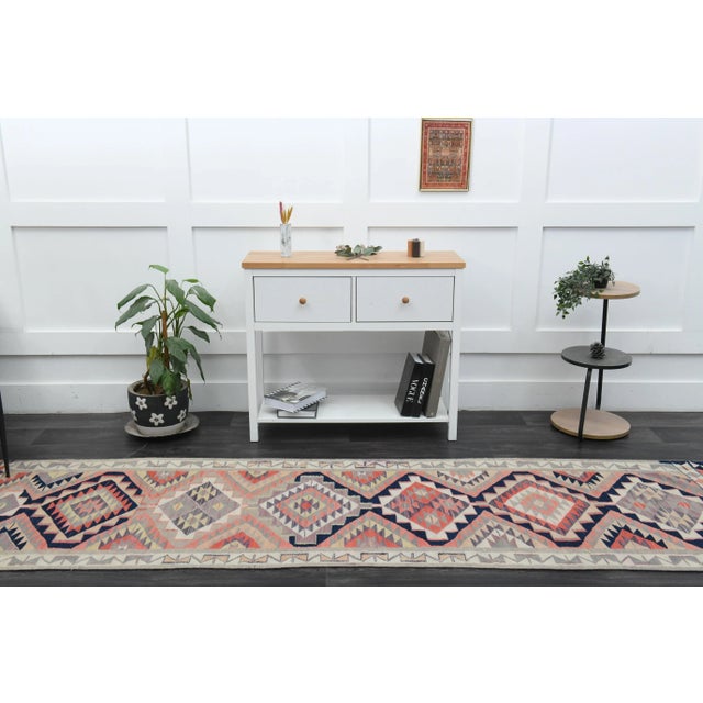 Traditional 1970s Vintage Turkish Oushak Handmade Wool Cotton Orange Runner Rug For Sale - Image 3 of 11