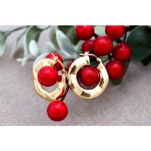 18 Karat Gold Hoop Earrings with Wavy Reliefs, Set of 2 For Sale - Image 5 of 6