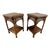 Mid-Century Coastal Boho Chic Walnut Stained Wicker Side Tables - A Pair. For Sale