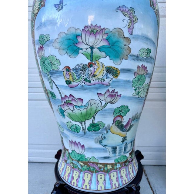 1930s 1930s Pair of Monumental Chinese Famille Rose Canton Gold Gilt Palace Vases For Sale - Image 5 of 18