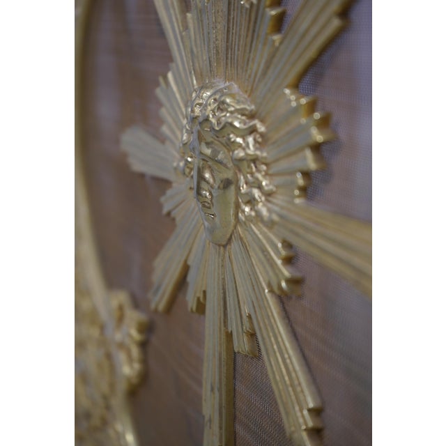 French Bronze Fireplace Screen W. Lady Face Mounts For Sale - Image 12 of 15