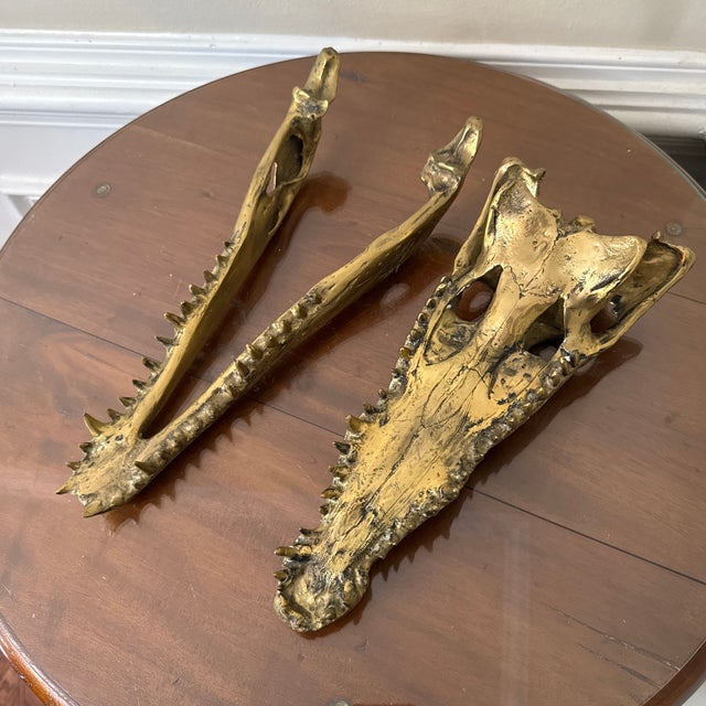 Metal Vintage Crocodiles Brass Bust Sculpture For Sale - Image 7 of 11