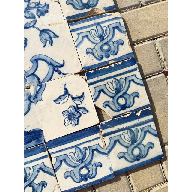Antique 18th Century Portuguese Tile Panel With Classical Flower Vase For Sale - Image 17 of 18