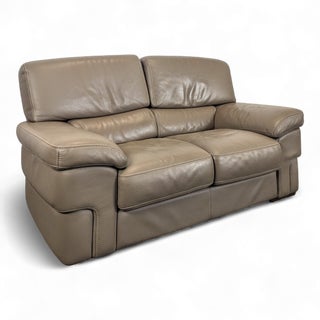 Vintage Grey Leather Sofa For Sale