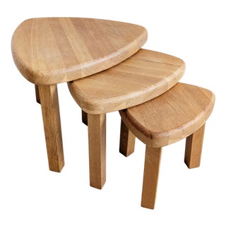 Nesting Tables in Oak, 1970s, Set of 3 For Sale